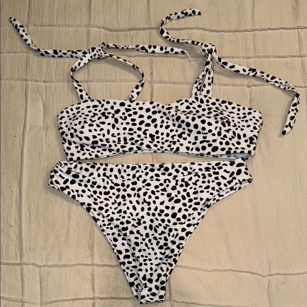Spotted Black and White Bikini Set